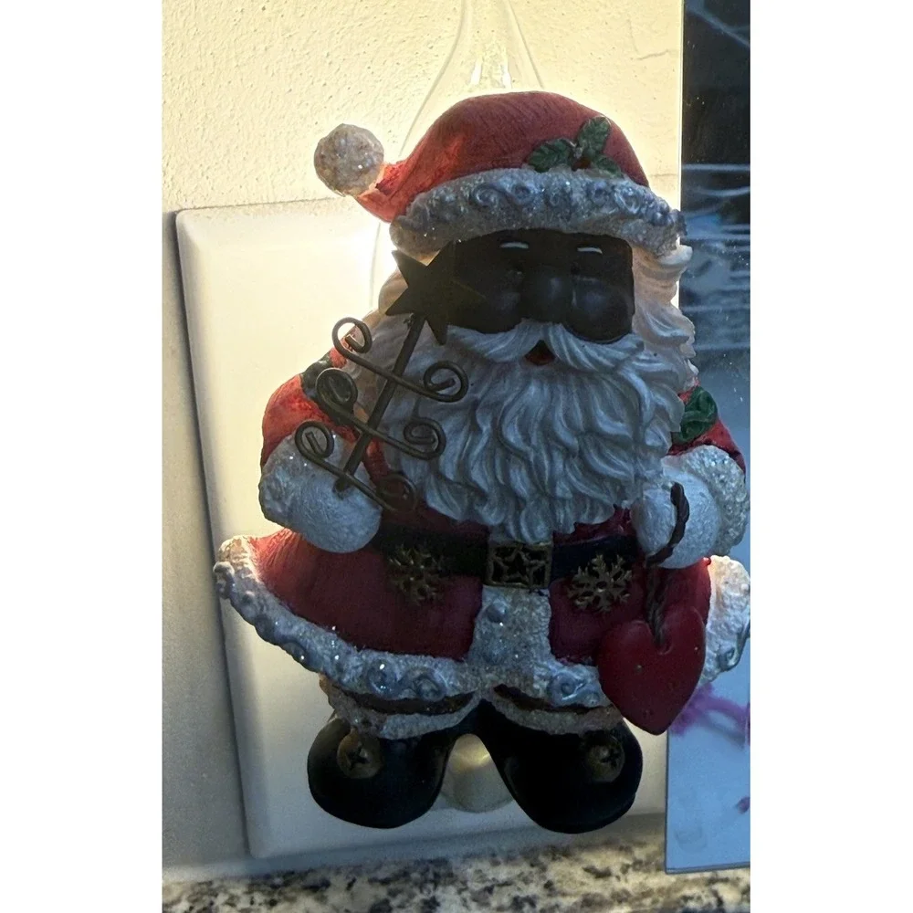 Vintage African American Black Santa Claus Plug In Night Light Lot of 3 WORKING